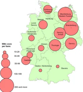 Figure 5. Average number of milk cows per farm in germany, 2007