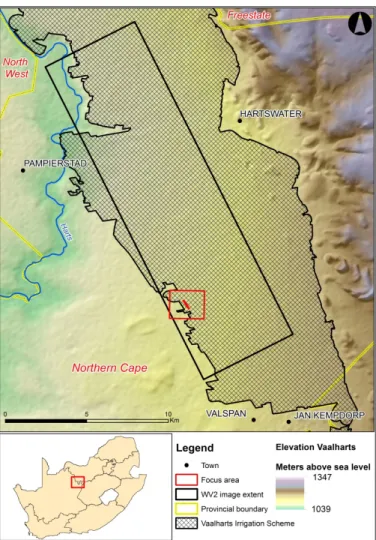 Figure 3.1 Study site location within the Vaalharts irrigation scheme 