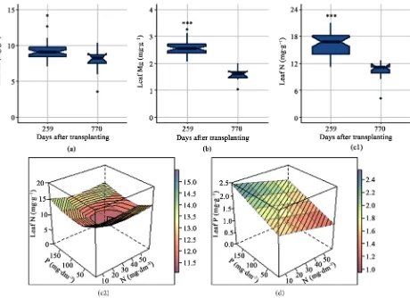 Figure 5. Effects of age at harvest and of nitrogen (N) and phosphorus (P) fertilization on macronutrient concentrations in caro-DAT (n = 8)