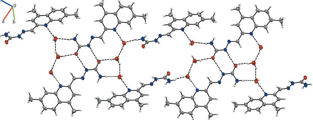 Figure 2A view of the crystal packing of the title compound. Dashed lines denote hydrogen bonds (Table 1).