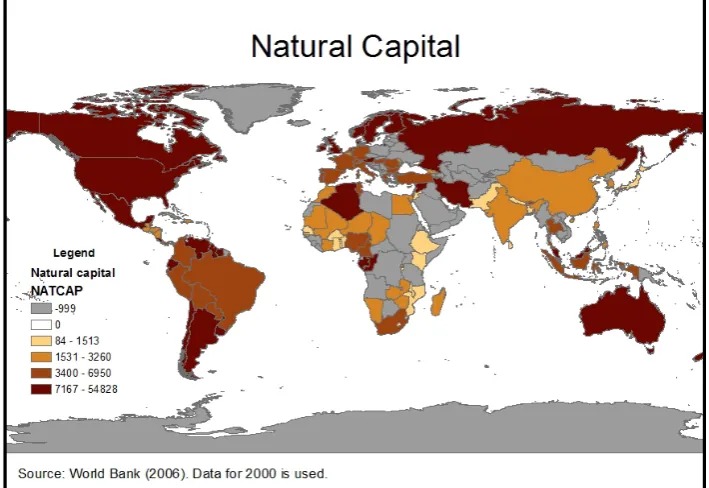 Figure 1: World distribution of natural resources according to different measures 
