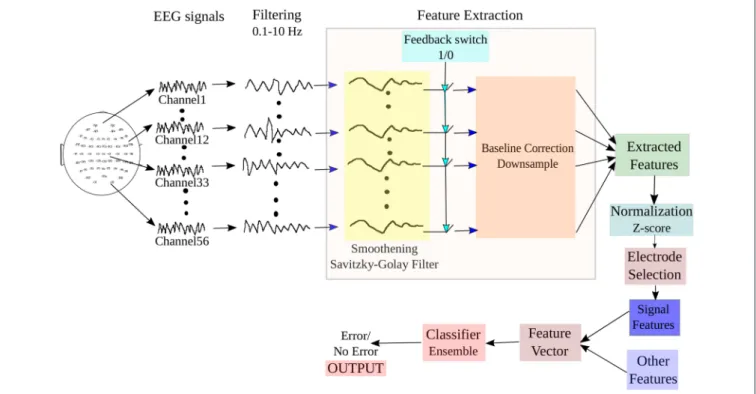 FIGURE 3 | Block diagram of the BCI system adopted for online detection of ErrP signals from the input EEG.
