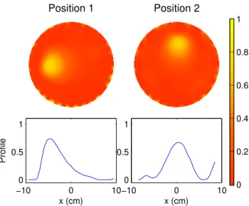 Figure 3.8: Phantom experiment fraction images: perturbation fraction images of positions 1 and 2