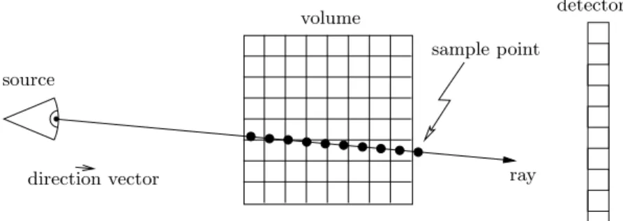 Figure 4. Ray casting principle with an equidistant sample step size.