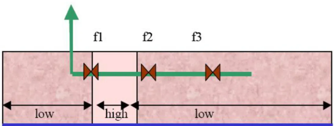 Figure 2.6: The reservoir model has three isolated zones whose flow rates  can be independently controlled through valves [49]