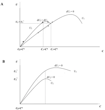 Figure 3. Utility functions of two cooperating players – neorealistic equilibrium