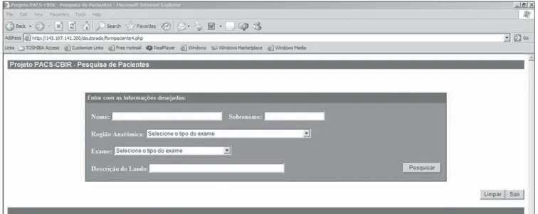 Figure 3. Screen showing the option “complex query” of the textual query module.