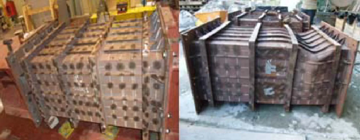 Figure 3: First box girder, before and after the tests 