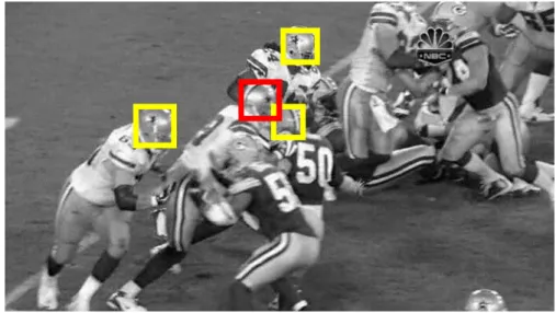 Figure 2.2: Target moves past extremely cluttered or camouflaged image regions, called “dis- “dis-tractors”