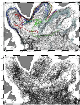 Figure 3. Mid-depth circulation (a) in the western SPNA from ∼ 38500 Argo deep drifts (1000 or 1500 m parking depth) derived fromthe YoMaHa’07 data