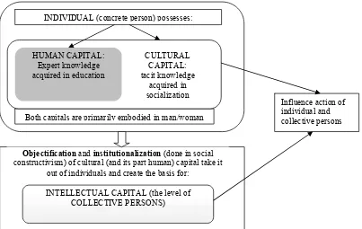 Figure 1. Relations between human, cultural, and intellectual capitals 