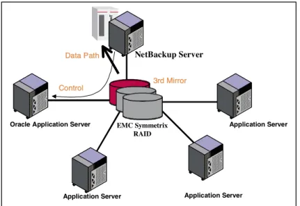 Figure 11: NetBackup split mirror backup for EMC Symmetrix arrays.
