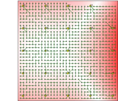 Fig. 8: Example layout for 24 substations and 976 turbines that are conveniently located