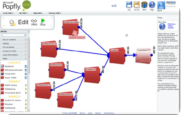 Fig 2 Microsoft Popfly workspace