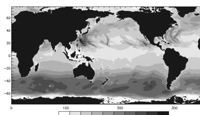 Figure 4. Wave height above mean level (m) with a cumulative probability of 10−7 averaged for March–May.