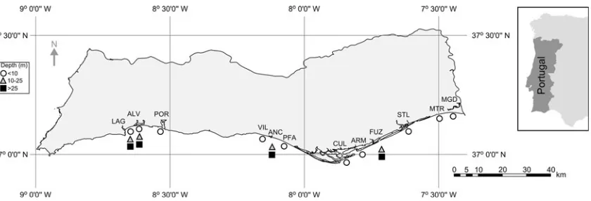 Fig. 1 Southern Portuguese coast; location of sampling stations