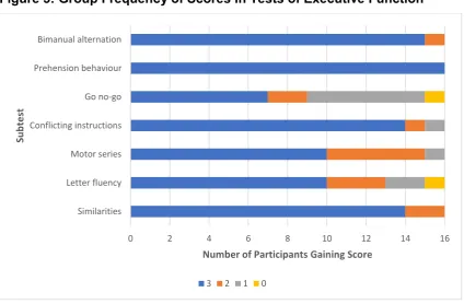 Figure 3: Group Frequency of Scores in Tests of Executive Function  