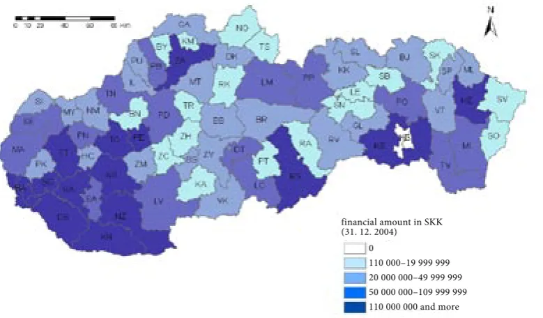 Table 4. Regional distribution of approved public funding for Measures 1–7 of the SAPARD programme in 2004