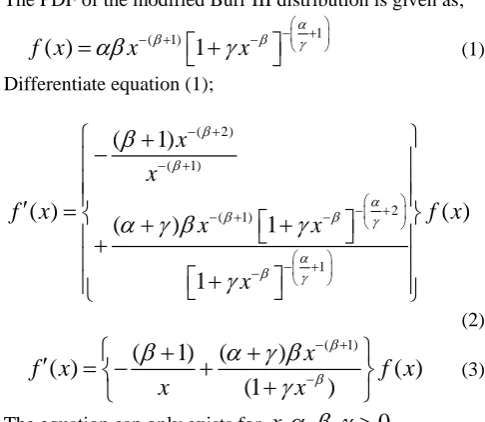 Table 1: ODE for the PDF for some given values of the parameters  