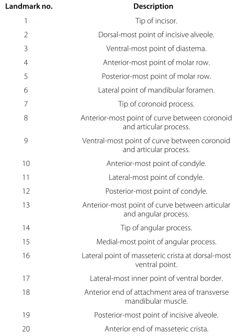 Table 3 The 40 mandible landmark set