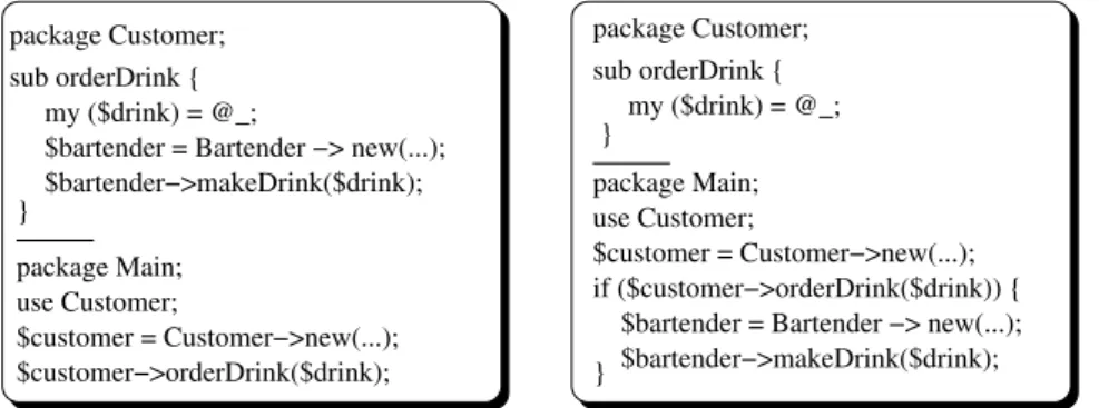 Fig. 1. The descriptive and procedural representations for the conditional statement When cus- cus-tomer orders a drink, the bartender makes it
