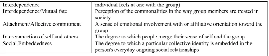 Table 3.3  Individual-level elements featured in Four Theories of Collective Identity 