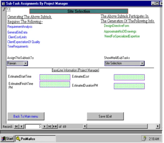 FIG. 12: Copy of the screen Sub-task assignment by a project manager 