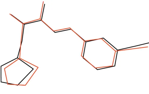 Figure 2Overlay plot of molecules A (red) and B (black) for (I).