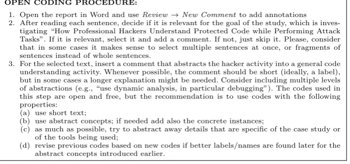Fig. 1: Coding instructions shared among coders of the Professional Hackers report