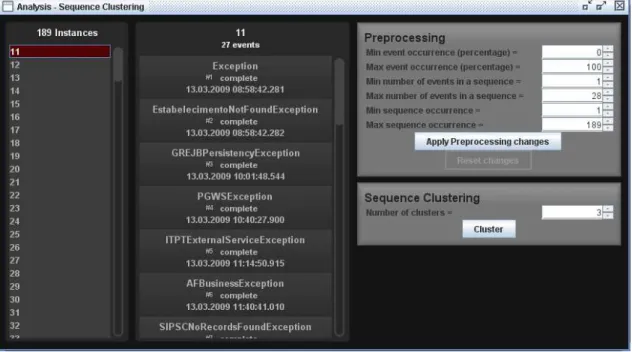Figure 3.4: Preprocessing stage for the Sequence Clustering plug-in