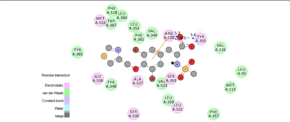 Fig. 6 2D Interactions view of molecule 8 with active site amino acids of COX-2 protein