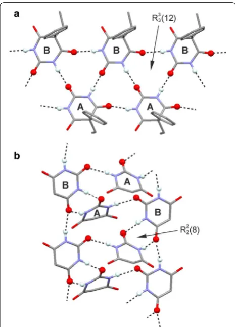 Fig. 9 Packing diagram of polymorph I. One selected molecule of each type of A, B and C is drawn in ball-and-sticks-style