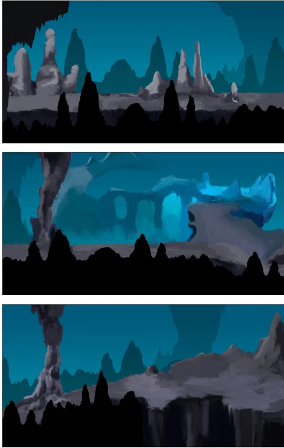 Figure 25 Game Environment:  Cave 1 Figure 26 Game Environment:  Cave 2 Figure 27 Game Environment:  Cave 3