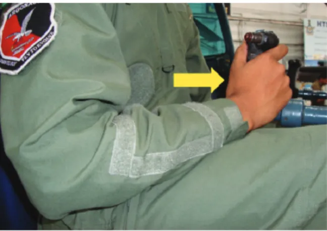 Fig. 8: Position of cyclic control in aircrew using lum- lum-bar cushion
