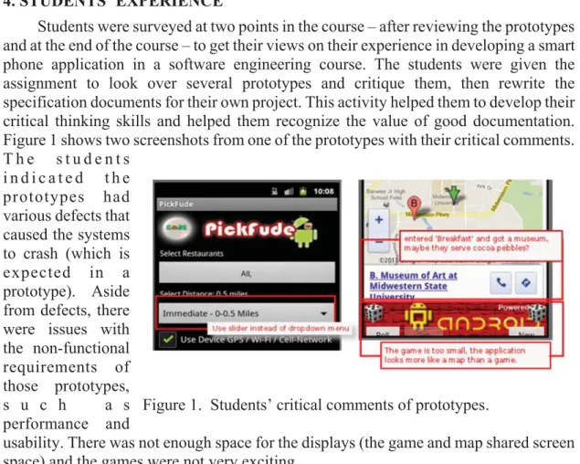 Figure 1.  Students’ critical comments of prototypes.