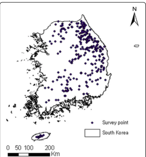 Fig. 2 Sampling sites of subalpine plant species in South Korea