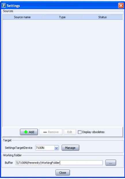 Fig. 18  – Configuring the first Perennity source 