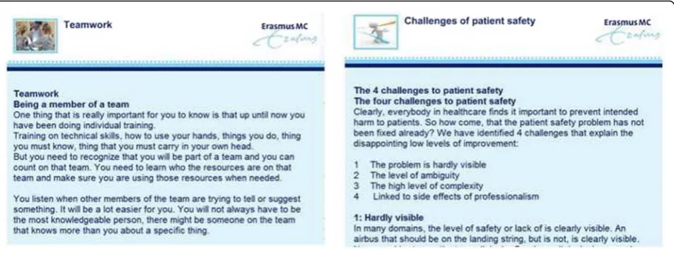 Fig. 2 Screenshots from the E-module