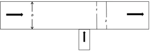 Fig. 1.  Geometry of domain, with Line 1 and Line 2 marked. 