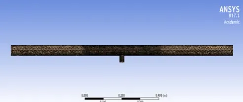 Fig. 2.  Fluid domain mesh. Note the finer mesh in Zone 2. 
