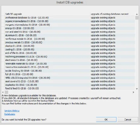 Figure 3: Database upgrade window 