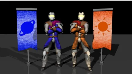 Figure 50 Player characters and faction emblems 