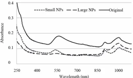 Figure 3. Comparing the average particle sizes for both the Small NPs and Large NPs from the three replicate tests