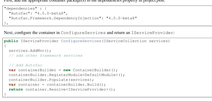 Table 2.2: ASP.NET 5 / DNX Containers (in alpha- alpha-betical order)