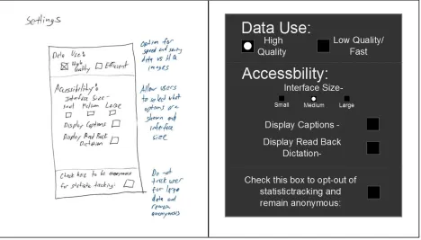 Figure 5 – Settings Page Design 