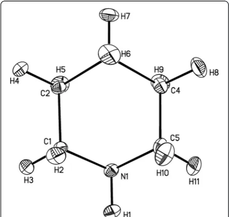 Figure 2 The molecular structure of piperidine at 2 K showing thedisplacement ellipsoids at the 50% probability level.