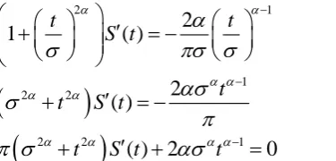 Table 1: Classes of differential equations obtained for the survival function of the power Cauchy distribution for different parameters