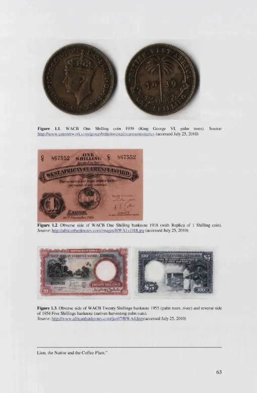 Figure 1.2. Obverse side of W ACB One Shilling banknote 1918 (with Replica of 1 Shilling coin)
