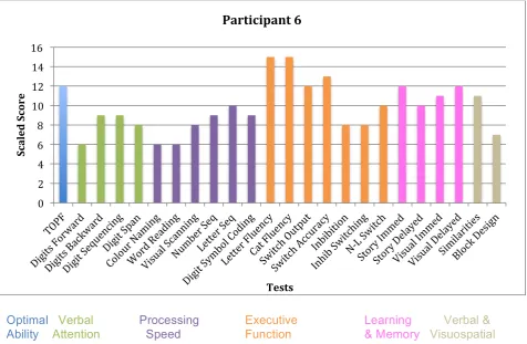 Figure 6. Scaled test scores for participant six.  