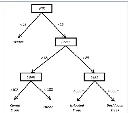 Figure 2.2 Example of a simple DT classifier using four variables 